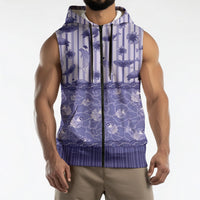 Hawaii Christmas In July Sleeveless Zip Hoodie Amethyst Purple Mele Kalikimaka Sea Animals