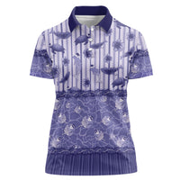 Hawaii Christmas In July Women Polo Shirt Amethyst Purple Mele Kalikimaka Sea Animals