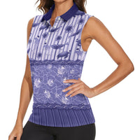 Hawaii Christmas In July Women Sleeveless Polo Shirt Amethyst Purple Mele Kalikimaka Sea Animals