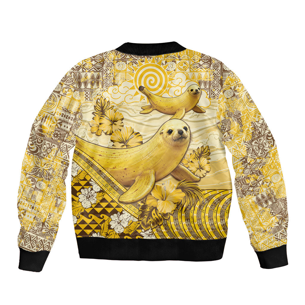 Hawaii Banana Seal Bomber Jacket Ilio Holo I Ka Uaua Aloha DT05 - Polynesian Pride