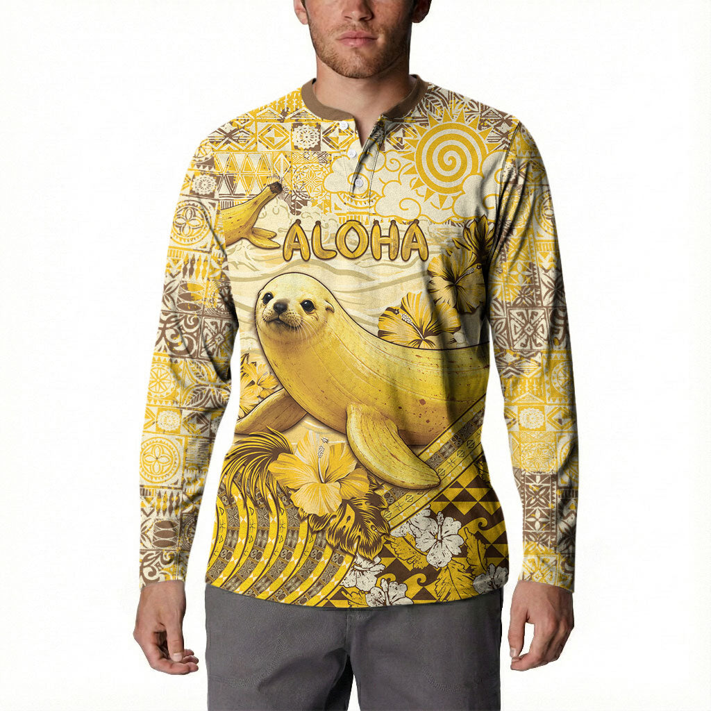 Hawaii Banana Seal Button Sweatshirt Ilio Holo I Ka Uaua Aloha DT05 - Polynesian Pride