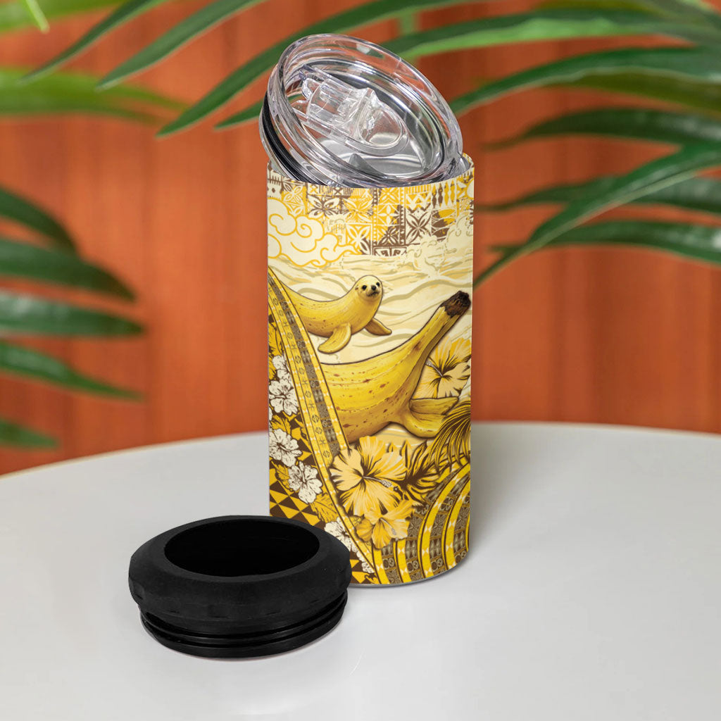 Hawaii Banana Seal 4 in 1 Can Cooler Tumbler Ilio Holo I Ka Uaua Aloha DT05 - Polynesian Pride