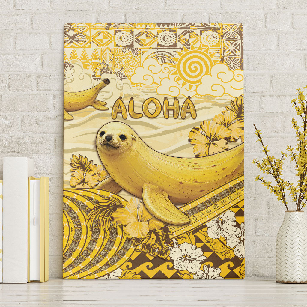 Hawaii Banana Seal Canvas Wall Art Ilio Holo I Ka Uaua Aloha DT05 Without Frame Yellow - Polynesian Pride