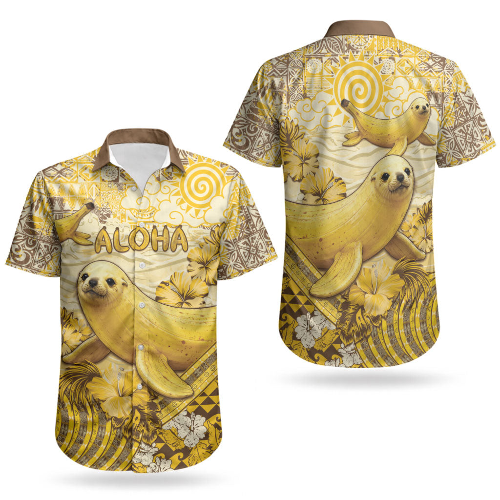 Hawaii Banana Seal Couples Matching Mermaid Dress and Hawaiian Shirt Ilio Holo I Ka Uaua Aloha DT05 - Polynesian Pride