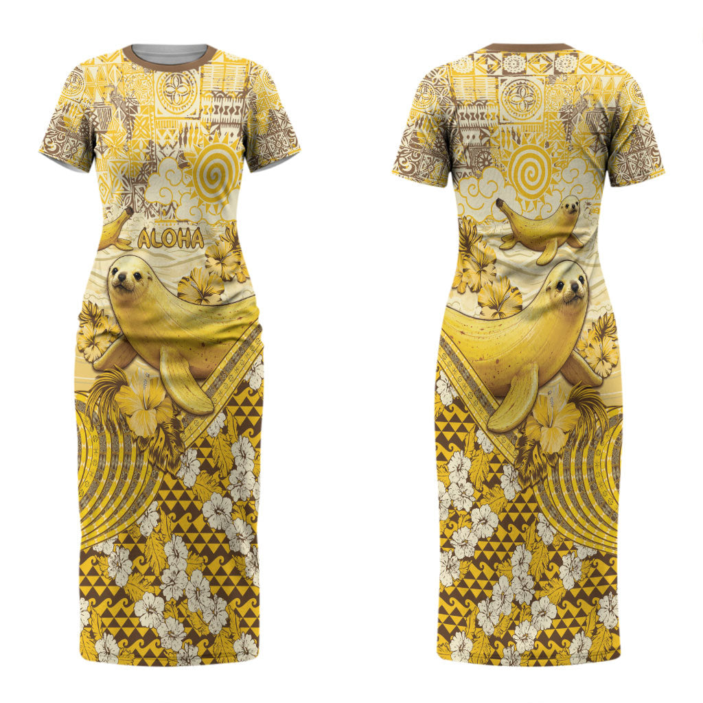 Hawaii Banana Seal Couples Matching Short Sleeve Bodycon Dress and Long Sleeve Button Shirt Ilio Holo I Ka Uaua Aloha DT05 - Polynesian Pride