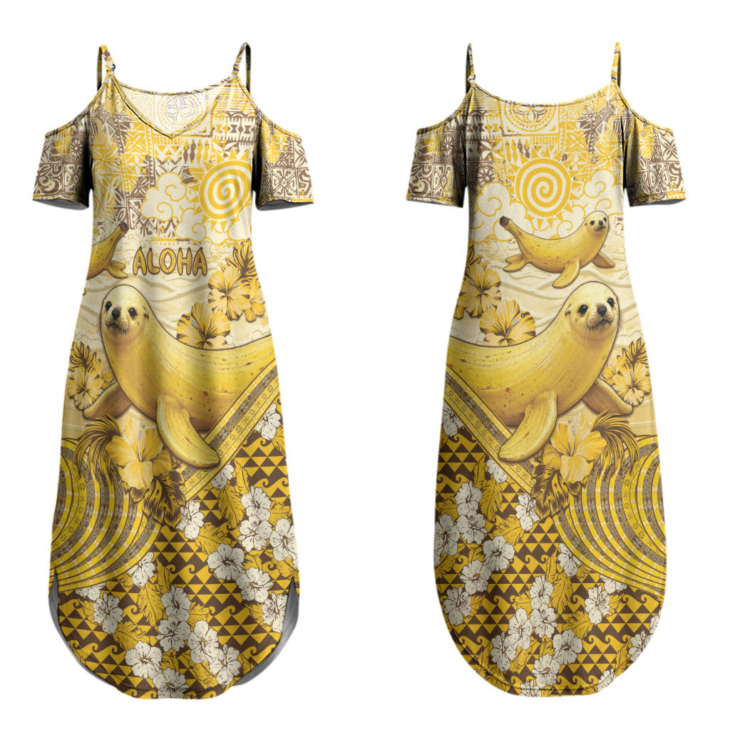 Hawaii Banana Seal Couples Matching Summer Maxi Dress and Hawaiian Shirt Ilio Holo I Ka Uaua Aloha DT05 - Polynesian Pride