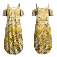 Hawaii Banana Seal Couples Matching Summer Maxi Dress and Long Sleeve Button Shirt Ilio Holo I Ka Uaua Aloha DT05 - Polynesian Pride
