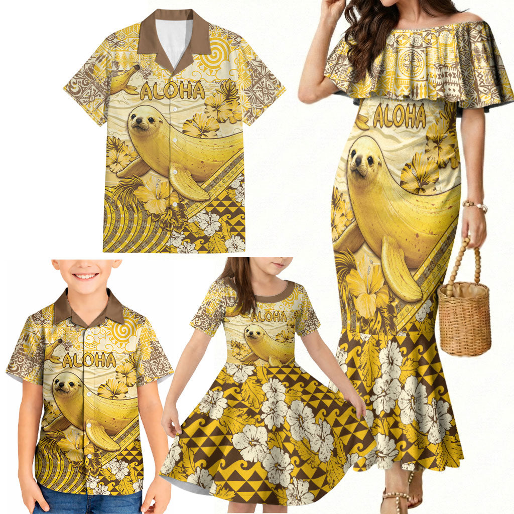Hawaii Banana Seal Family Matching Mermaid Dress and Hawaiian Shirt Ilio Holo I Ka Uaua Aloha DT05 - Polynesian Pride