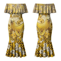 Hawaii Banana Seal Family Matching Mermaid Dress and Hawaiian Shirt Ilio Holo I Ka Uaua Aloha DT05 Mom's Dress Yellow - Polynesian Pride