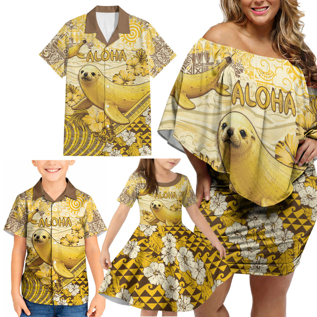 Hawaii Banana Seal Family Matching Off Shoulder Short Dress and Hawaiian Shirt Ilio Holo I Ka Uaua Aloha DT05 - Polynesian Pride