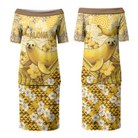 Hawaii Banana Seal Family Matching Puletasi and Hawaiian Shirt Ilio Holo I Ka Uaua Aloha DT05 Mom's Dress Yellow - Polynesian Pride