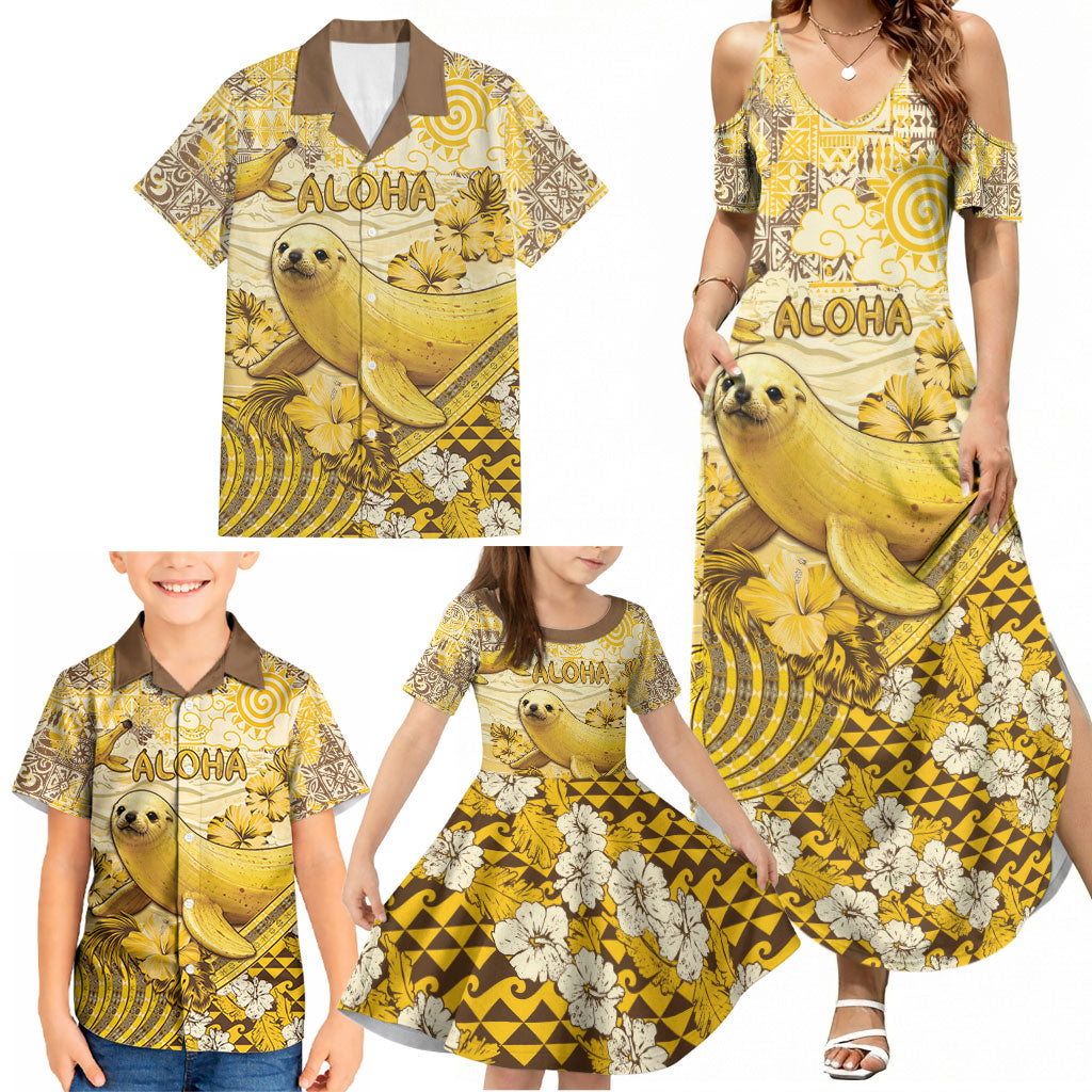 Hawaii Banana Seal Family Matching Summer Maxi Dress and Hawaiian Shirt Ilio Holo I Ka Uaua Aloha DT05 - Polynesian Pride