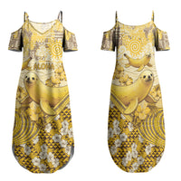 Hawaii Banana Seal Family Matching Summer Maxi Dress and Hawaiian Shirt Ilio Holo I Ka Uaua Aloha DT05 Mom's Dress Yellow - Polynesian Pride