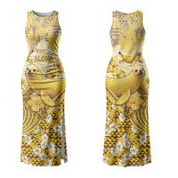 Hawaii Banana Seal Family Matching Tank Maxi Dress and Hawaiian Shirt Ilio Holo I Ka Uaua Aloha DT05 Mom's Dress Yellow - Polynesian Pride