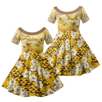 Hawaii Banana Seal Family Matching Tank Maxi Dress and Hawaiian Shirt Ilio Holo I Ka Uaua Aloha DT05 Daughter's Dress Yellow - Polynesian Pride
