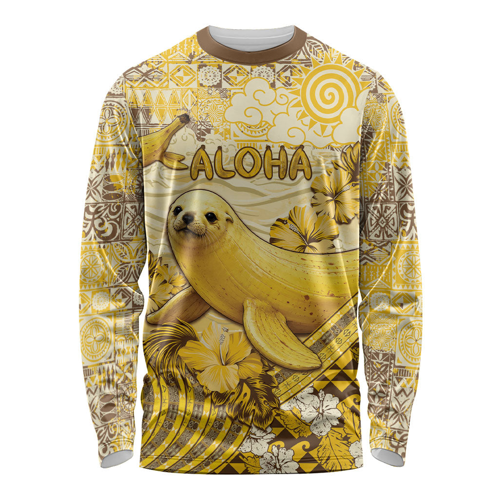 Hawaii Banana Seal Long Sleeve Shirt Ilio Holo I Ka Uaua Aloha DT05 Unisex Yellow - Polynesian Pride