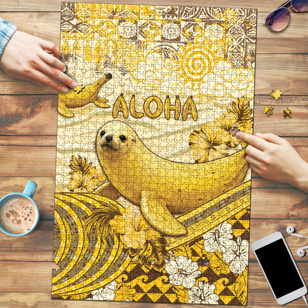 Hawaii Banana Seal Puzzle Ilio Holo I Ka Uaua Aloha DT05 Yellow - Polynesian Pride