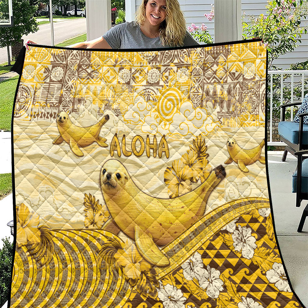 Hawaii Banana Seal Quilt Ilio Holo I Ka Uaua Aloha DT05 Yellow - Polynesian Pride