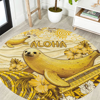 Hawaii Banana Seal Round Carpet Ilio Holo I Ka Uaua Aloha DT05 Yellow - Polynesian Pride