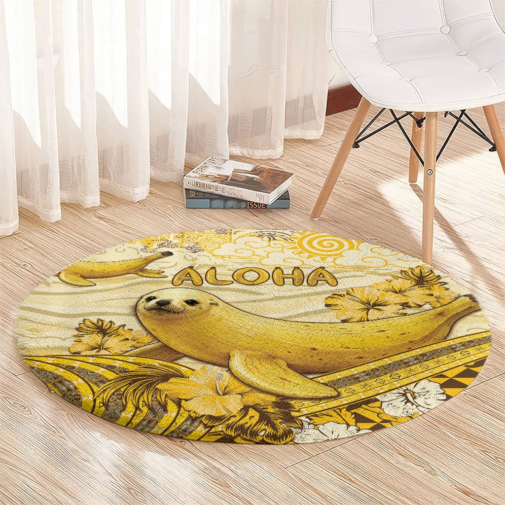 Hawaii Banana Seal Round Carpet Ilio Holo I Ka Uaua Aloha DT05 - Polynesian Pride