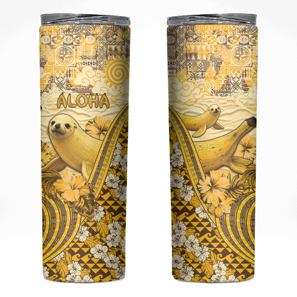 Hawaii Banana Seal Skinny Tumbler Ilio Holo I Ka Uaua Aloha DT05 Yellow - Polynesian Pride