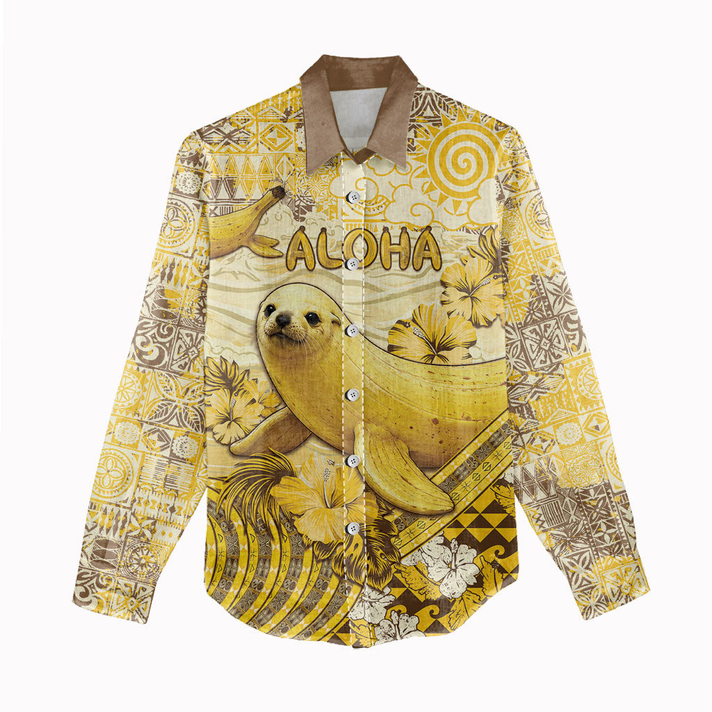 Hawaii Banana Seal Women Casual Shirt Ilio Holo I Ka Uaua Aloha DT05 - Polynesian Pride
