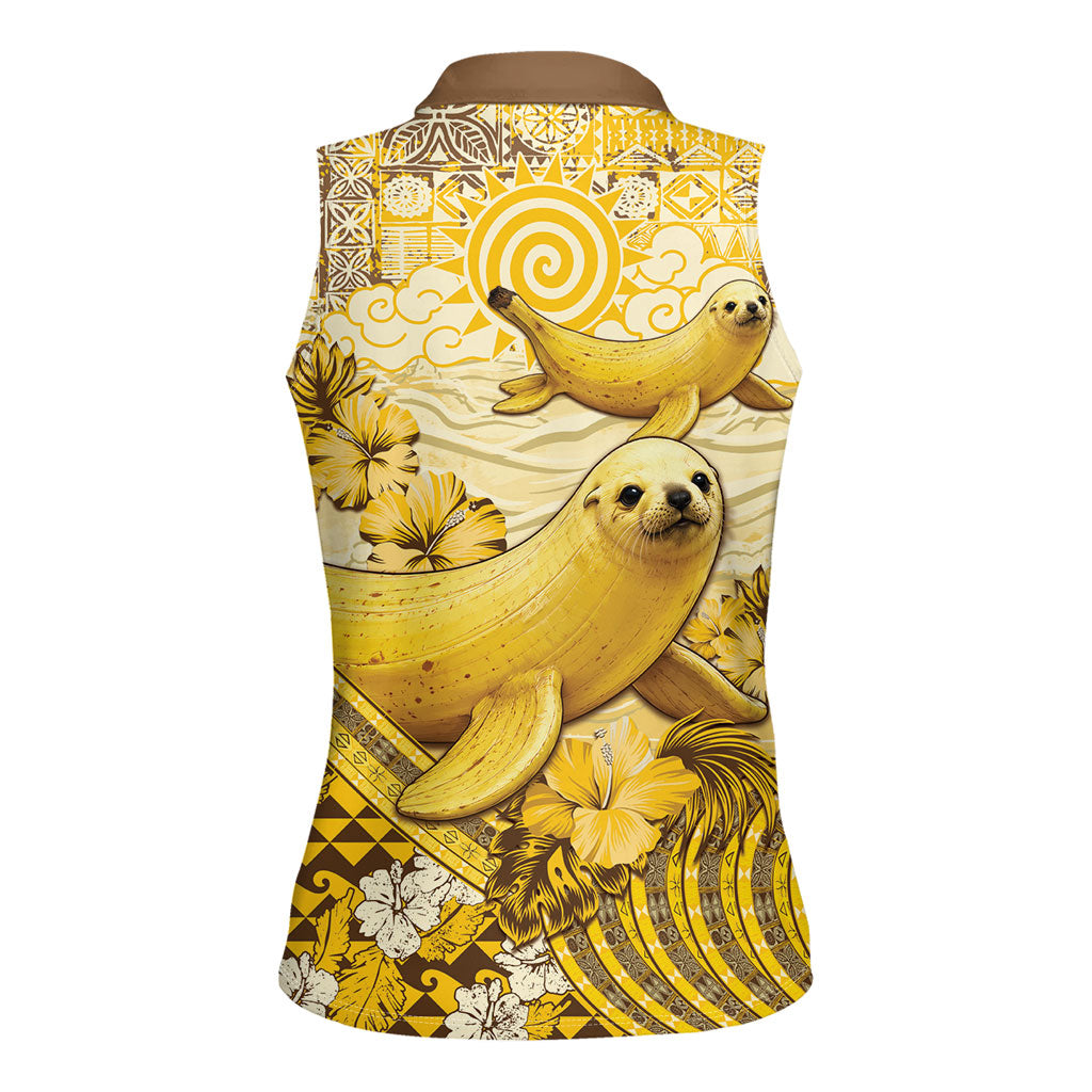 Hawaii Banana Seal Women Sleeveless Polo Shirt Ilio Holo I Ka Uaua Aloha DT05 - Polynesian Pride