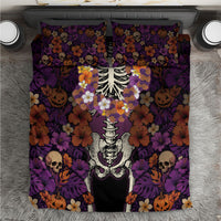Hawaii Halloween Bedding Set Skeleton Bones Flower Lei Tropical Floral DT05 Black - Polynesian Pride