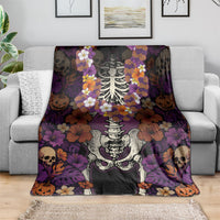 Hawaii Halloween Blanket Skeleton Bones Flower Lei Tropical Floral DT05 - Polynesian Pride