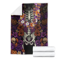 Hawaii Halloween Blanket Skeleton Bones Flower Lei Tropical Floral DT05 - Polynesian Pride