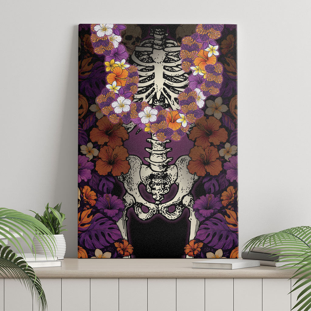 Hawaii Halloween Canvas Wall Art Skeleton Bones Flower Lei Tropical Floral DT05 - Polynesian Pride