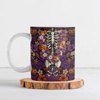 Hawaii Halloween Ceramic Mug Skeleton Bones Flower Lei Tropical Floral DT05 Black - Polynesian Pride
