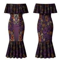 Hawaii Halloween Couples Matching Mermaid Dress and Hawaiian Shirt Skeleton Bones Flower Lei Tropical Floral DT05 - Polynesian Pride