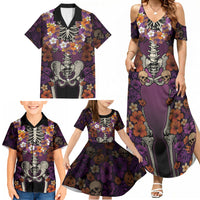 Hawaii Halloween Family Matching Summer Maxi Dress and Hawaiian Shirt Skeleton Bones Flower Lei Tropical Floral DT05 - Polynesian Pride
