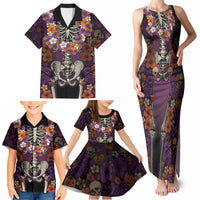 Hawaii Halloween Family Matching Tank Maxi Dress and Hawaiian Shirt Skeleton Bones Flower Lei Tropical Floral DT05 - Polynesian Pride
