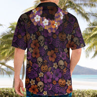 Hawaii Halloween Hawaiian Shirt Skeleton Bones Flower Lei Tropical Floral DT05 - Polynesian Pride