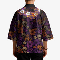Hawaii Halloween Kimono Skeleton Bones Flower Lei Tropical Floral DT05 - Polynesian Pride