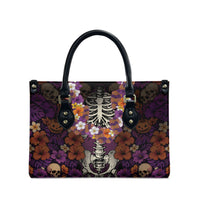Hawaii Halloween Leather Bag Skeleton Bones Flower Lei Tropical Floral DT05 - Polynesian Pride
