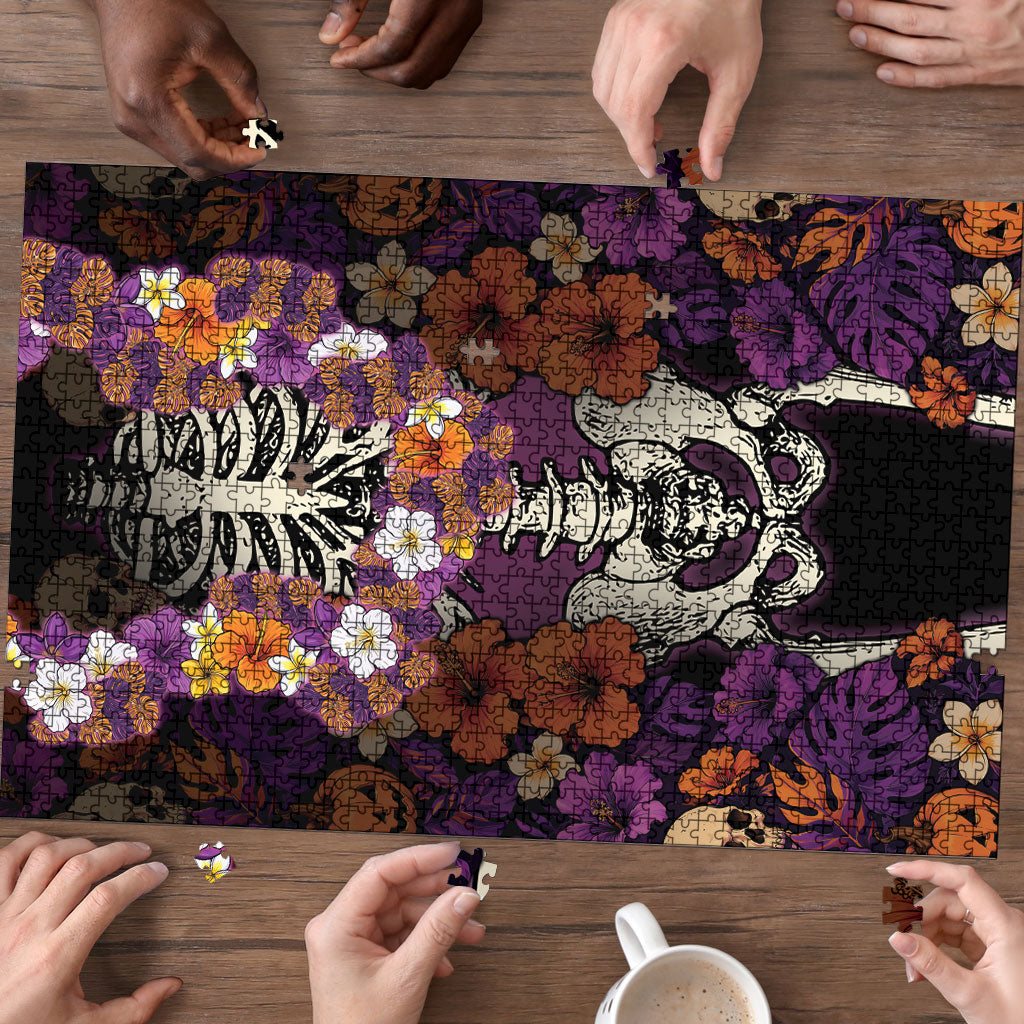 Hawaii Halloween Puzzle Skeleton Bones Flower Lei Tropical Floral DT05 - Polynesian Pride