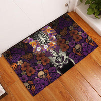 Hawaii Halloween Rubber Doormat Skeleton Bones Flower Lei Tropical Floral DT05 - Polynesian Pride