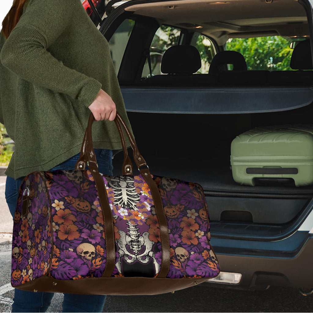 Hawaii Halloween Travel Bag Skeleton Bones Flower Lei Tropical Floral DT05 - Polynesian Pride