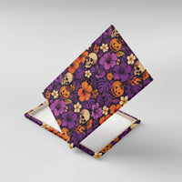 Hawaii Halloween Canvas Wall Art Skeleton Pumpkin Hawaiian Flower Tribal DT05 With Frame Purple - Polynesian Pride