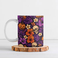 Hawaii Halloween Ceramic Mug Skeleton Pumpkin Hawaiian Flower Tribal DT05 Purple - Polynesian Pride