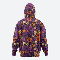 Hawaii Halloween Hoodie Skeleton Pumpkin Hawaiian Flower Tribal DT05 - Polynesian Pride
