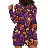 Hawaii Halloween Hoodie Dress Skeleton Pumpkin Hawaiian Flower Tribal DT05 - Polynesian Pride