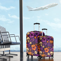 Hawaii Halloween Luggage Cover Skeleton Pumpkin Hawaiian Flower Tribal DT05 - Polynesian Pride