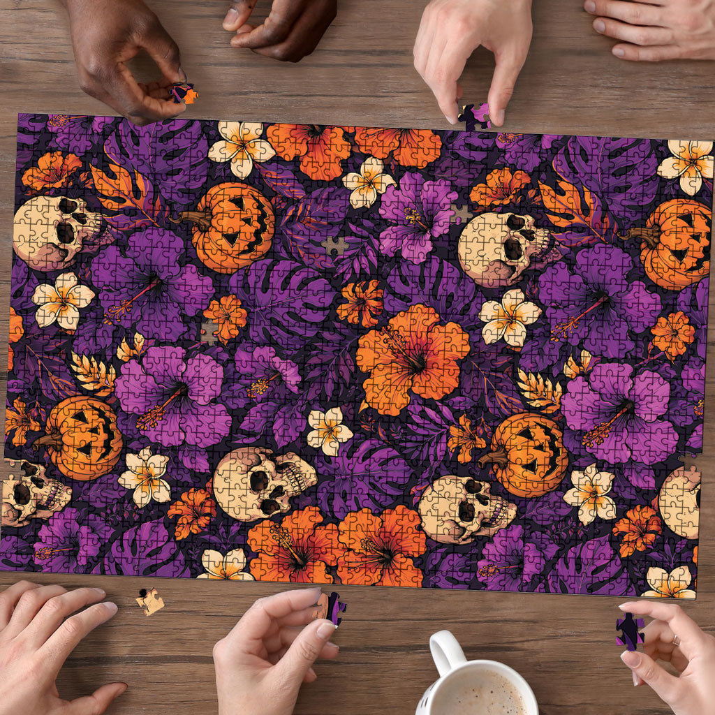 Hawaii Halloween Puzzle Skeleton Pumpkin Hawaiian Flower Tribal DT05 - Polynesian Pride
