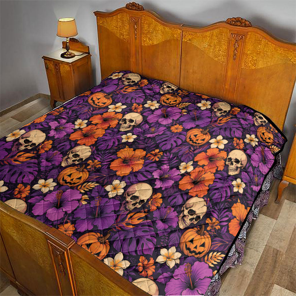 Hawaii Halloween Quilt Skeleton Pumpkin Hawaiian Flower Tribal DT05 - Polynesian Pride