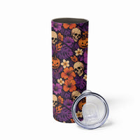 Hawaii Halloween Skinny Tumbler Skeleton Pumpkin Hawaiian Flower Tribal DT05 - Polynesian Pride
