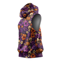 Hawaii Halloween Sleeveless Hoodie Skeleton Pumpkin Hawaiian Flower Tribal DT05 - Polynesian Pride
